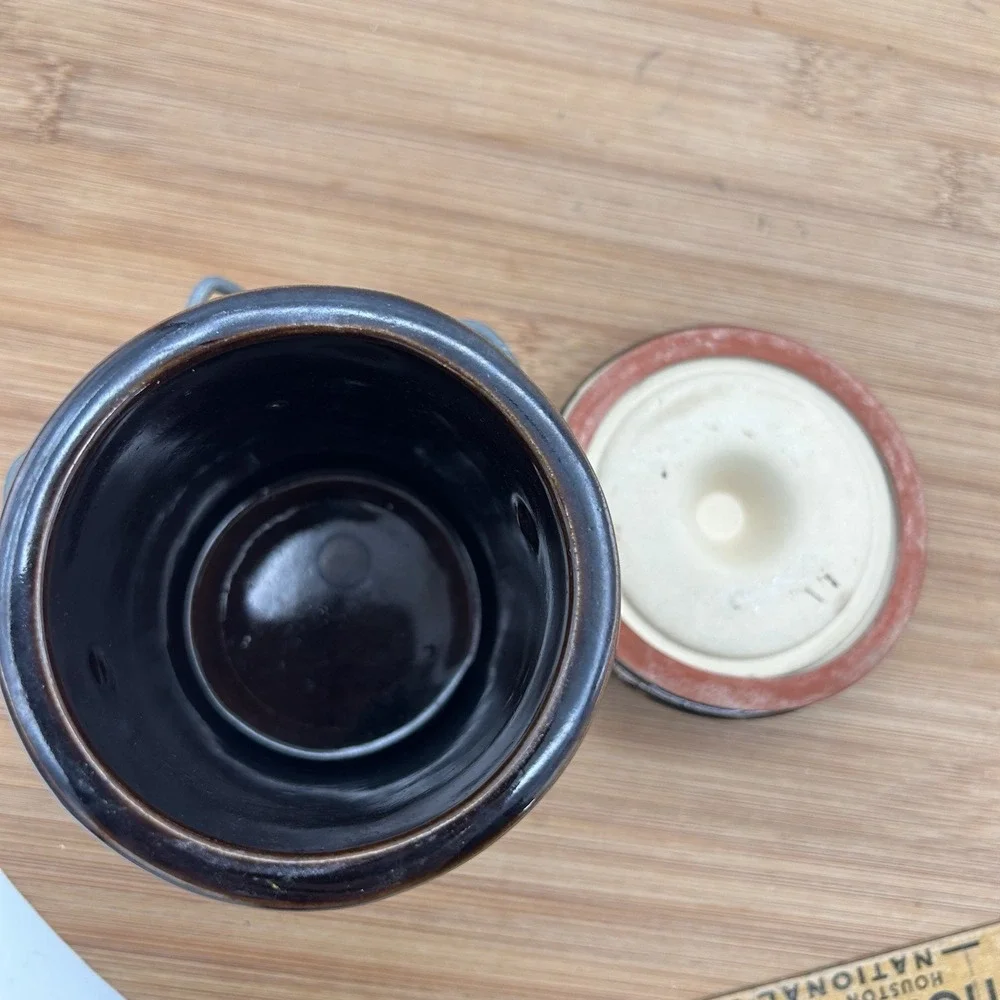 Vintage Brown Stoneware Cheese Crock‎ 5